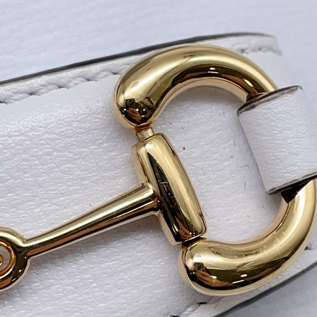 Gucci Horsebit White Leather Handbag Shoulder Bag (Pre-Owned)