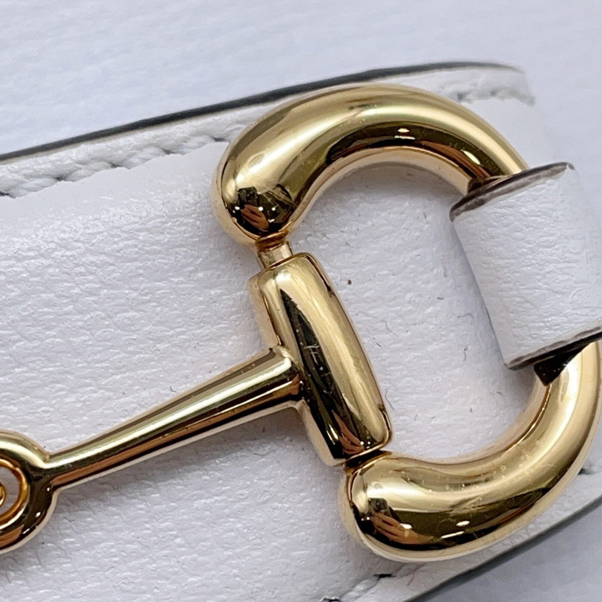 Gucci Horsebit White Leather Handbag Shoulder Bag (Pre-Owned)