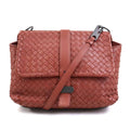Bottega Veneta Red Brown Leather Shoulder Bag