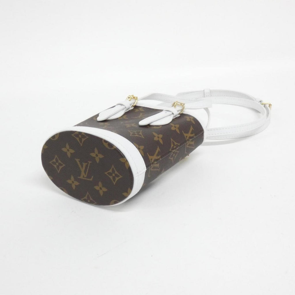 Louis Vuitton Blanc Marron Coated Canvas Leather Handbag