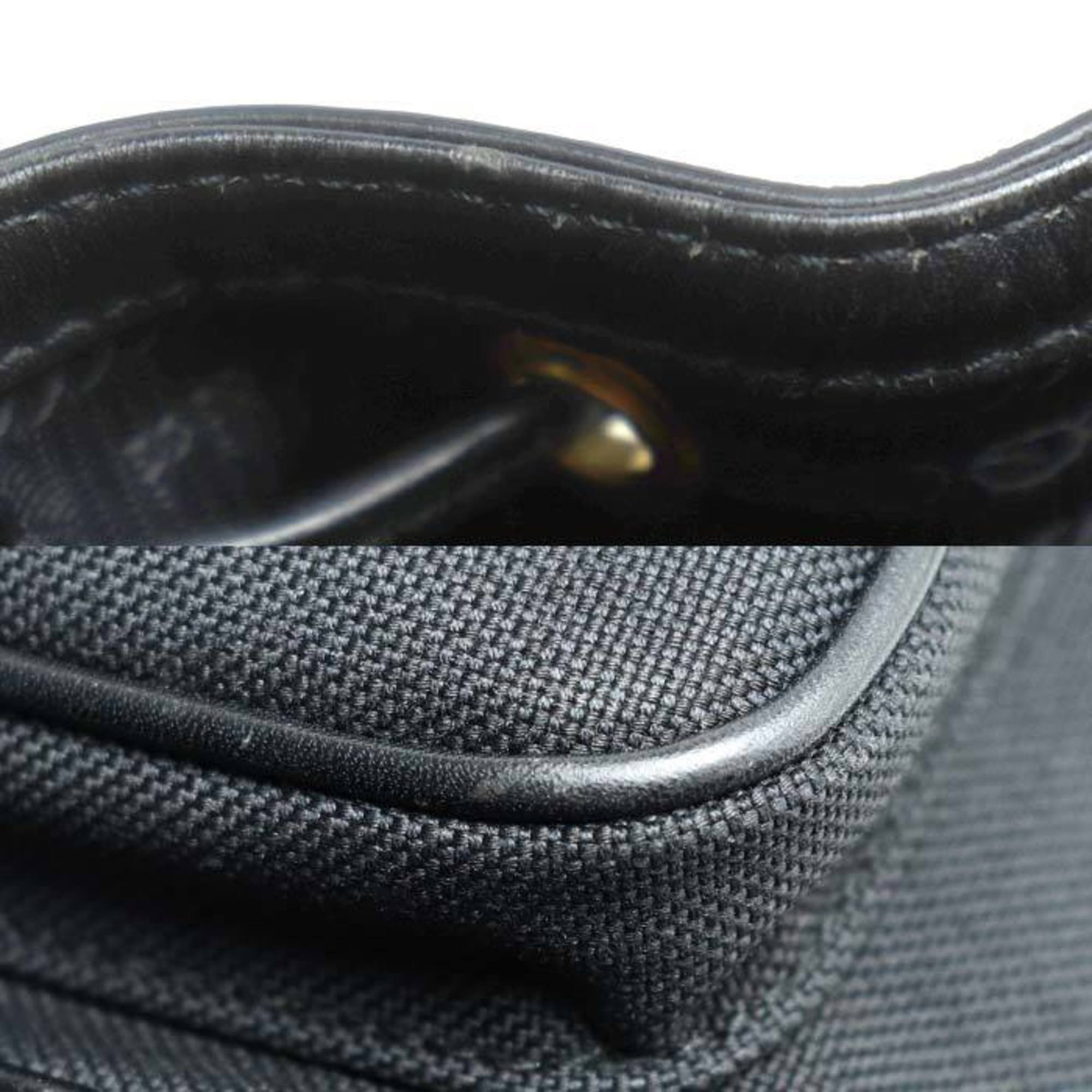 Prada Black Canvas Leather Shoulder Bag