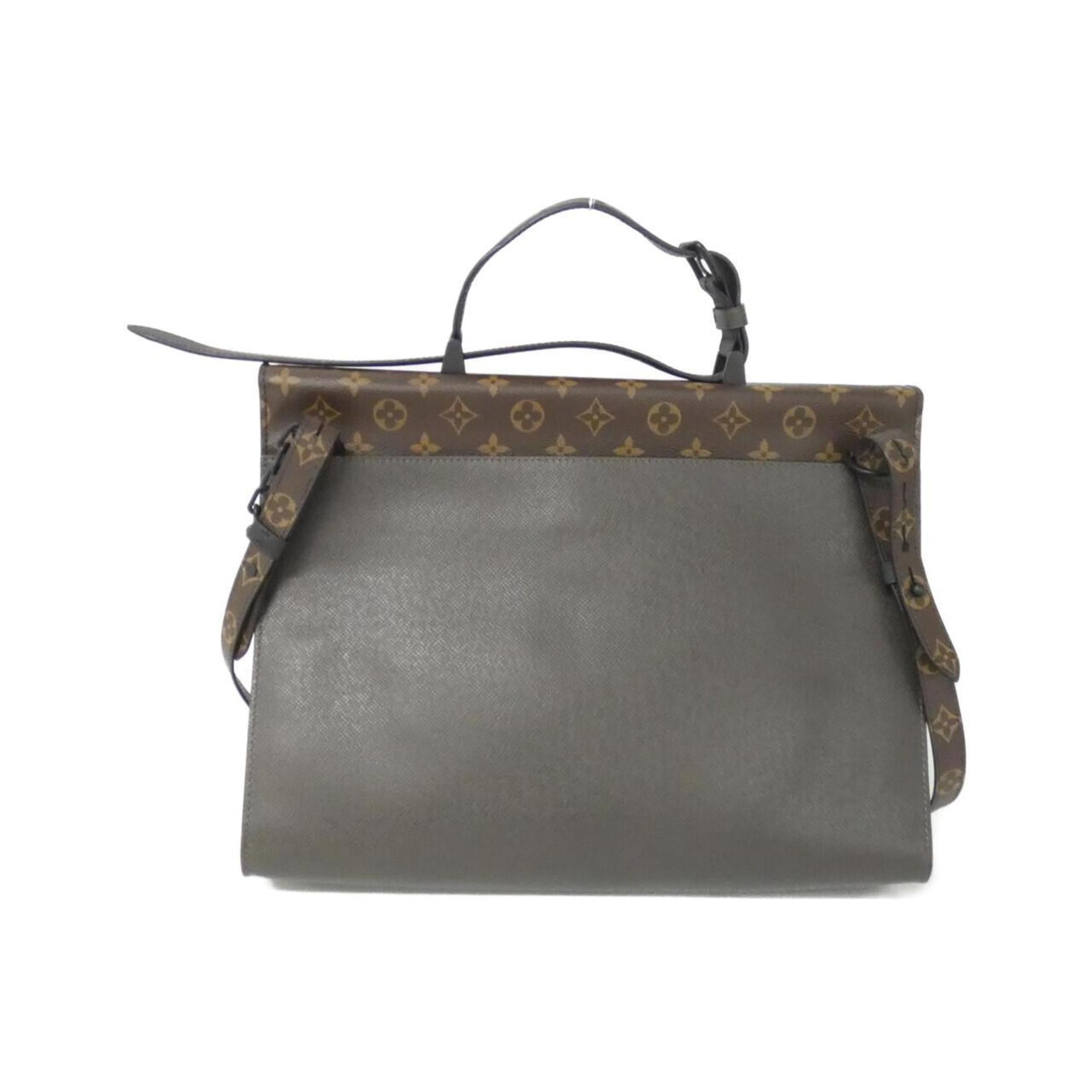 Louis Vuitton Khaki Marron Coated Canvas Leather Handbag
