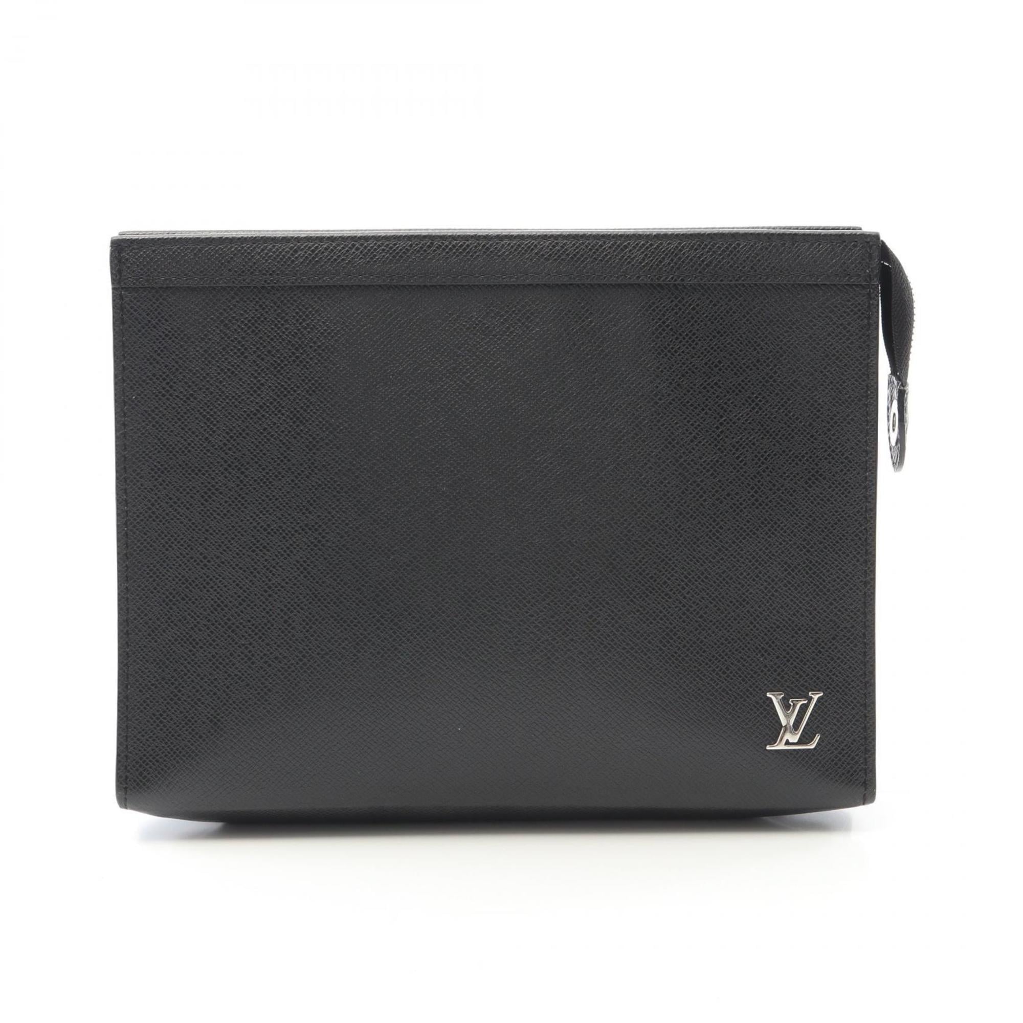 Louis Vuitton Taiga Black Taiga Leather Clutch Bag Pochette