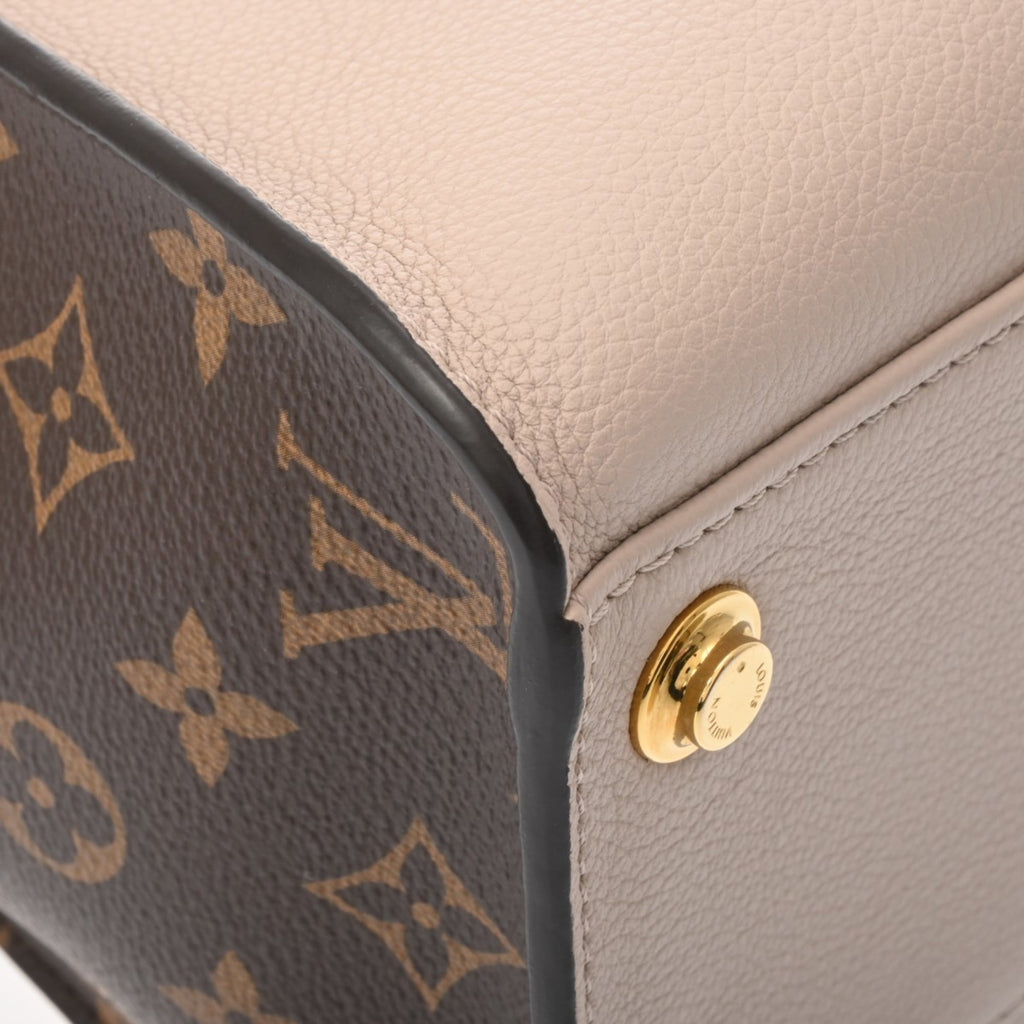 Louis Vuitton Brown Grayish Monogram Canvas Leather Handbag Tote Bag