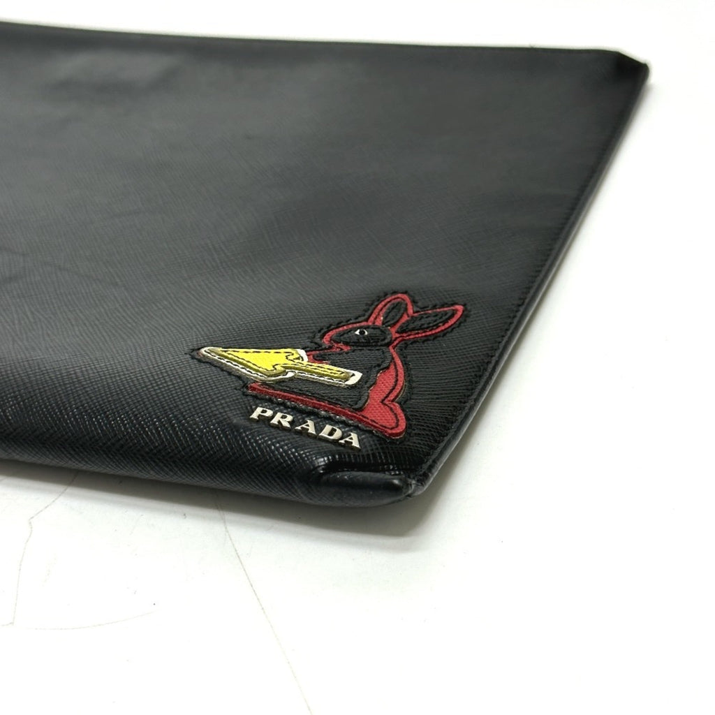Prada Black Leather Clutch Bag