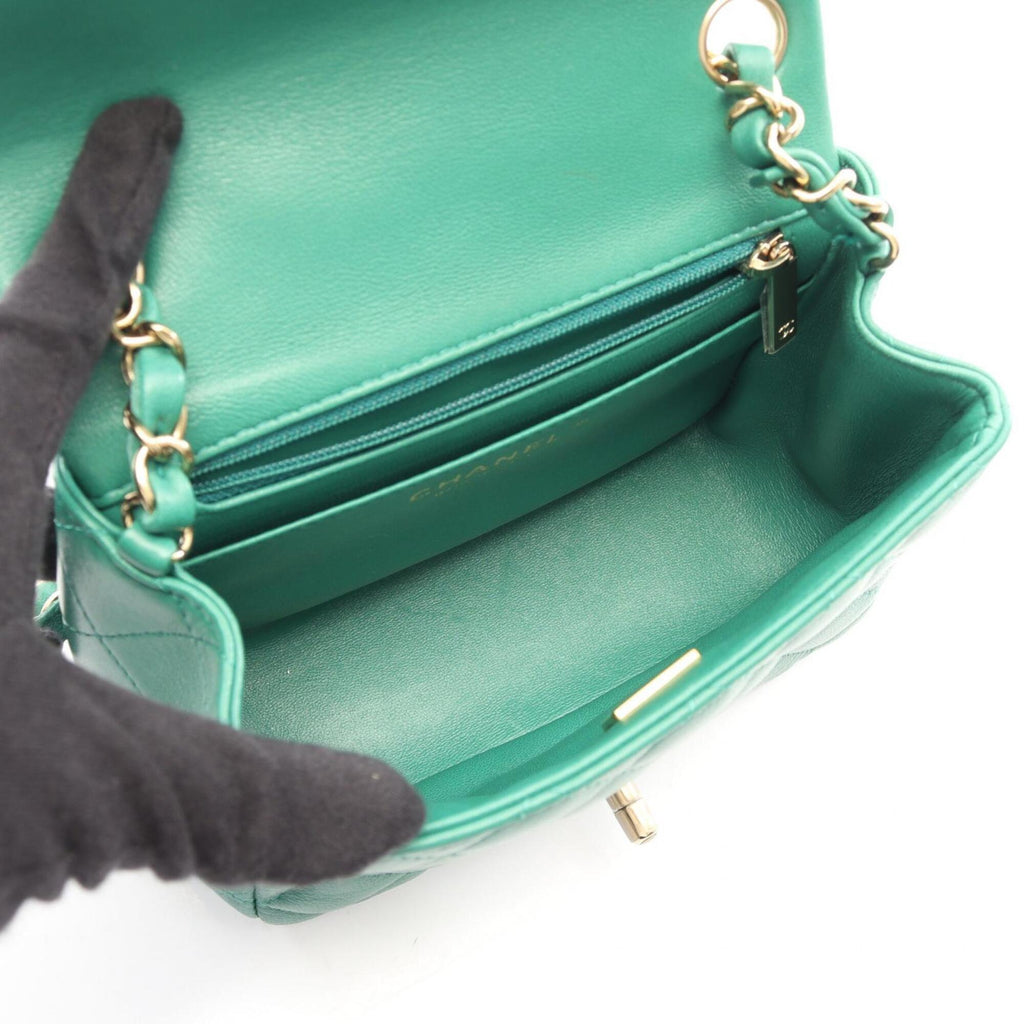 Chanel Green Leather Handbag Shoulder Bag