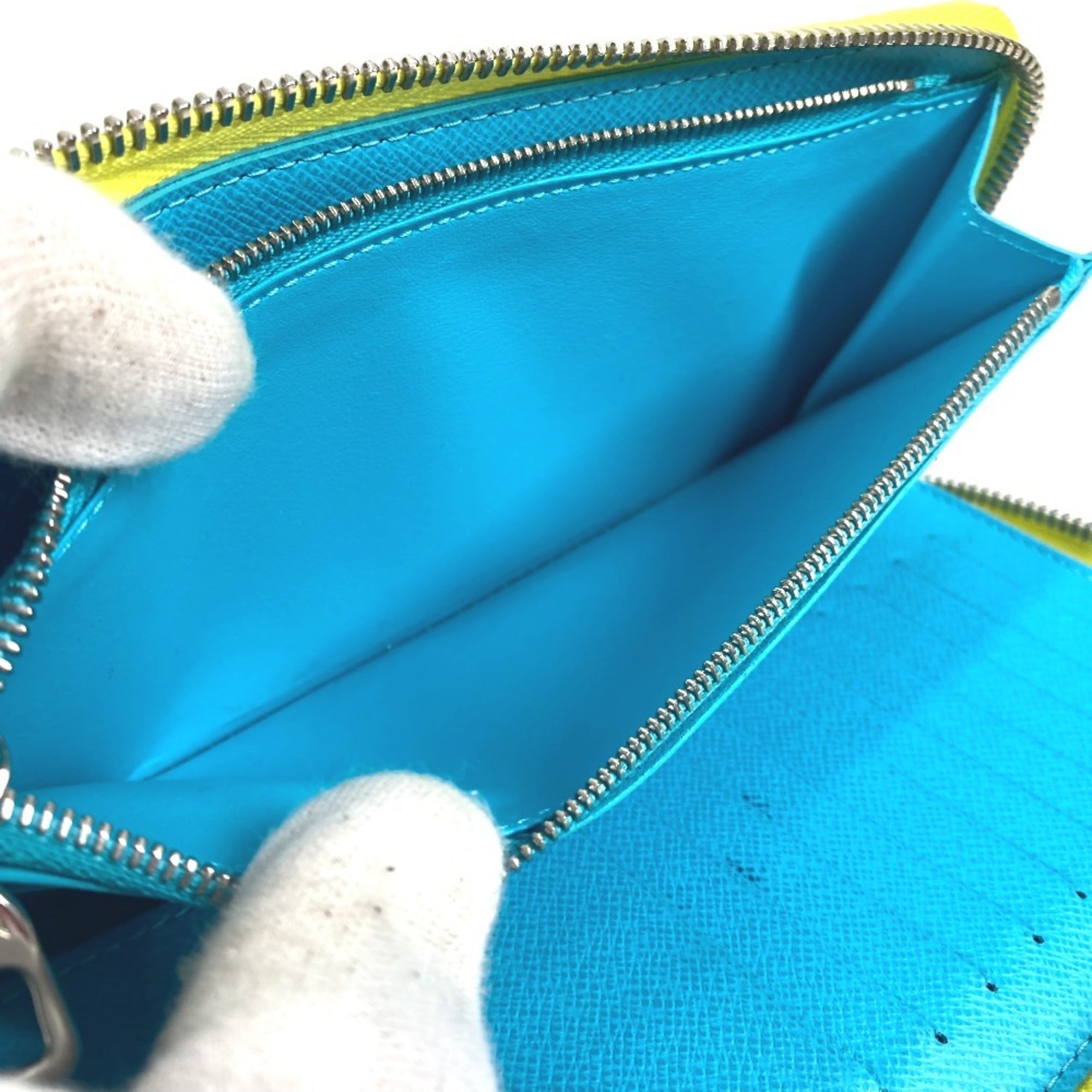 Louis Vuitton Monogram Blue Yellow Monogram Leather Long Wallet
