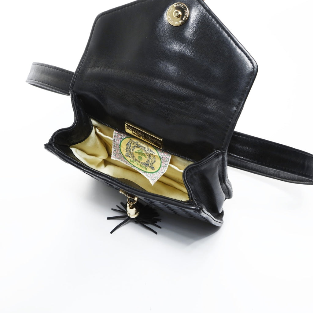 Bottega Veneta Intrecciato Black Leather Shoulder Bag