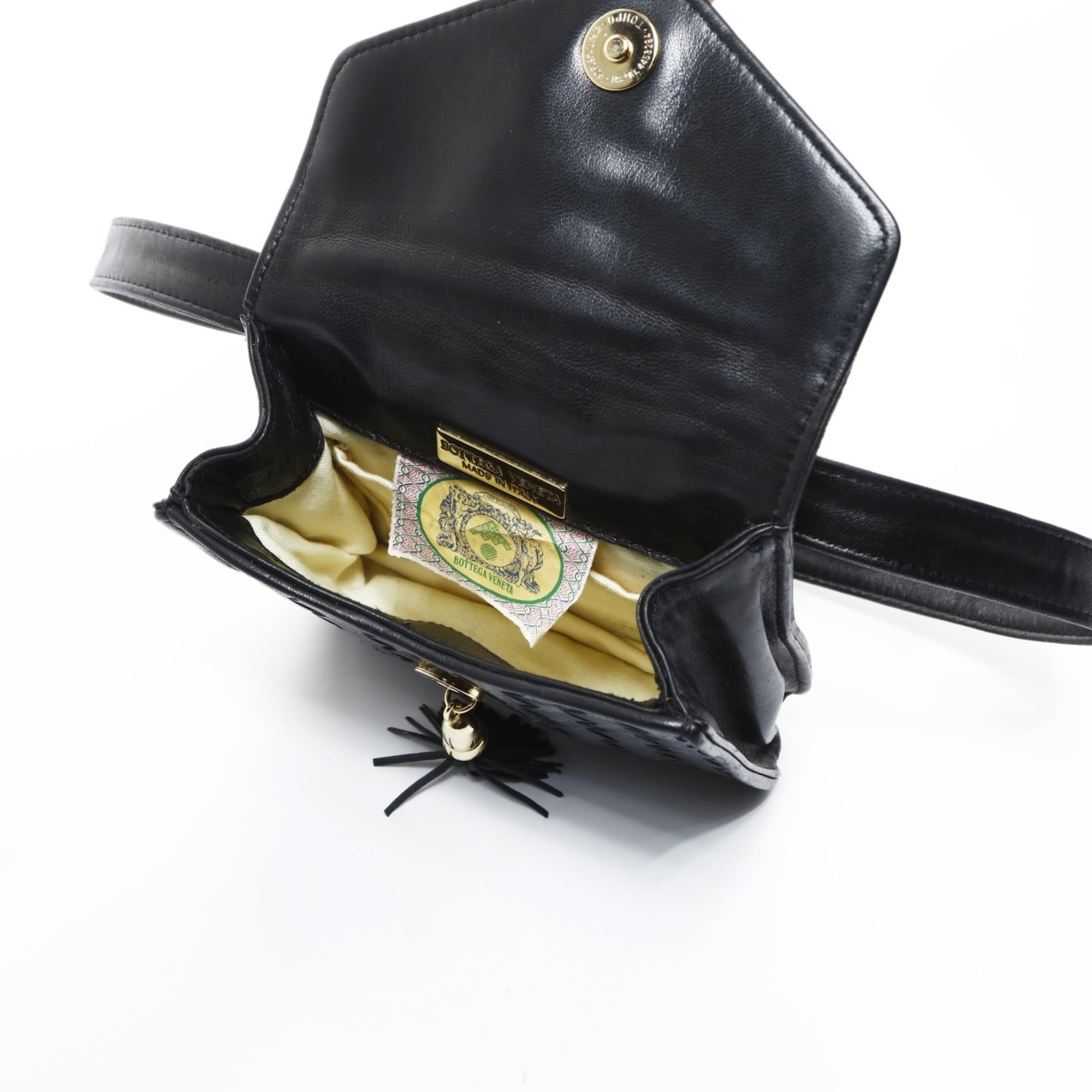 Bottega Veneta Intrecciato Black Leather Shoulder Bag
