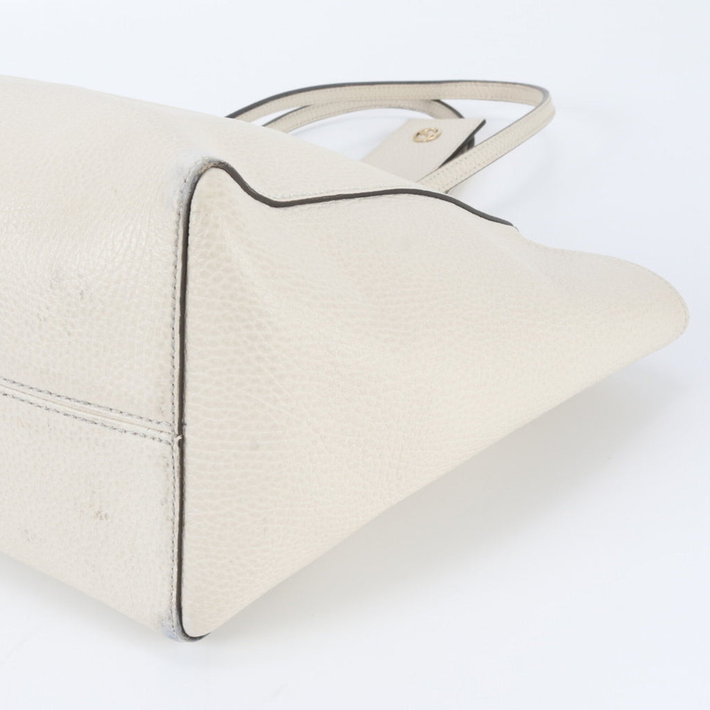 Gucci White Leather Handbag Shoulder Bag Tote Bag (Pre-Owned)