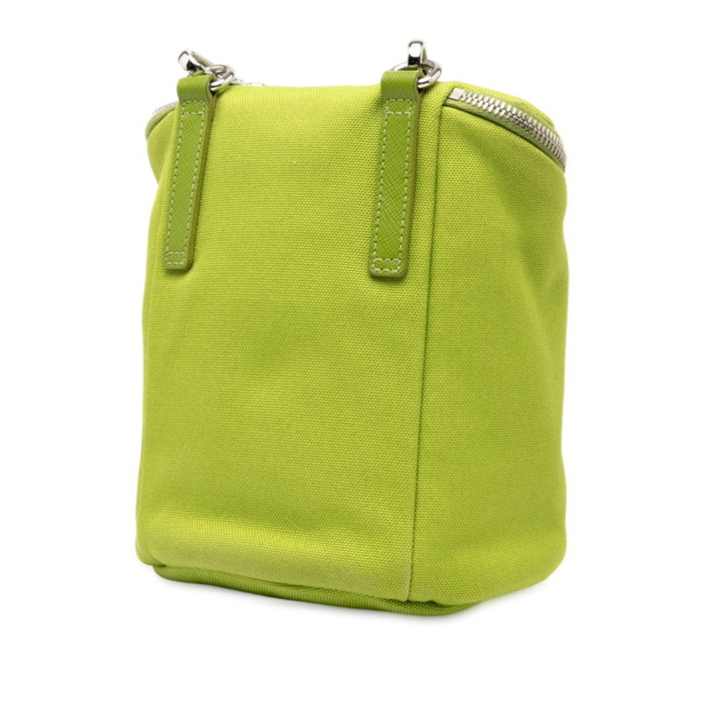 Prada Green Canvas Leather Pouch Shoulder Bag