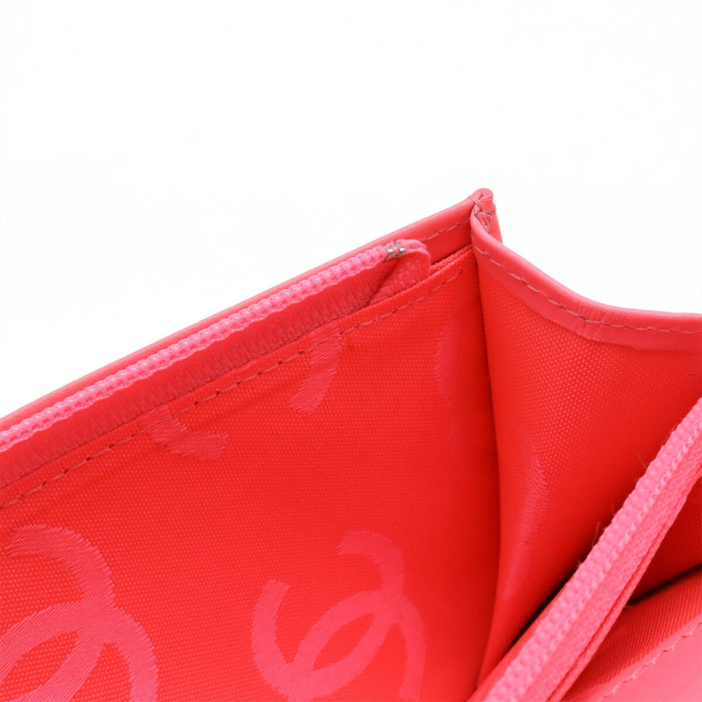 Chanel Black Pink White Leather Long Wallet (Bi-Fold)