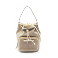 Prada Beige White Canvas Leather Handbag