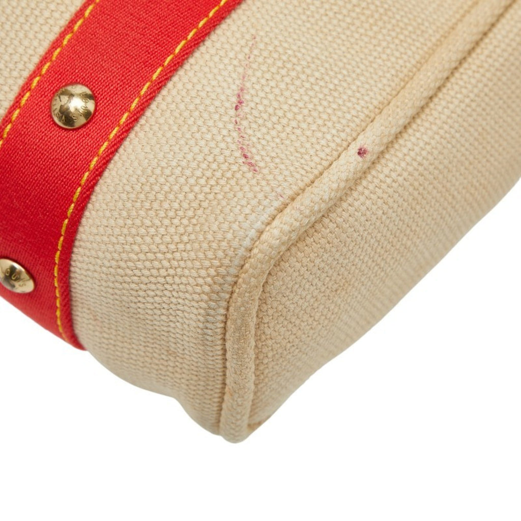 Louis Vuitton Beige Red Color Canvas Tote Bag
