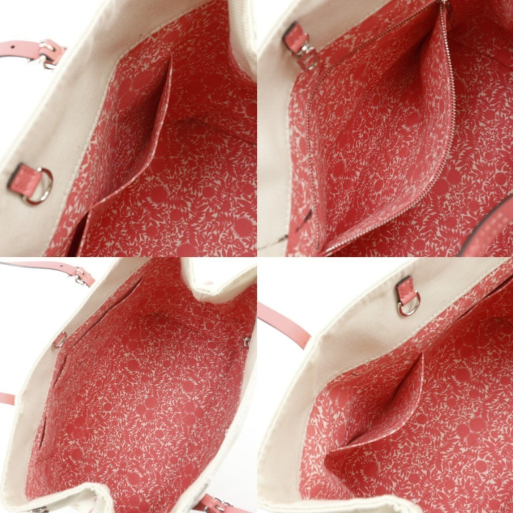 Louis Vuitton Corail Ivory Pink White Canvas Tote Bag