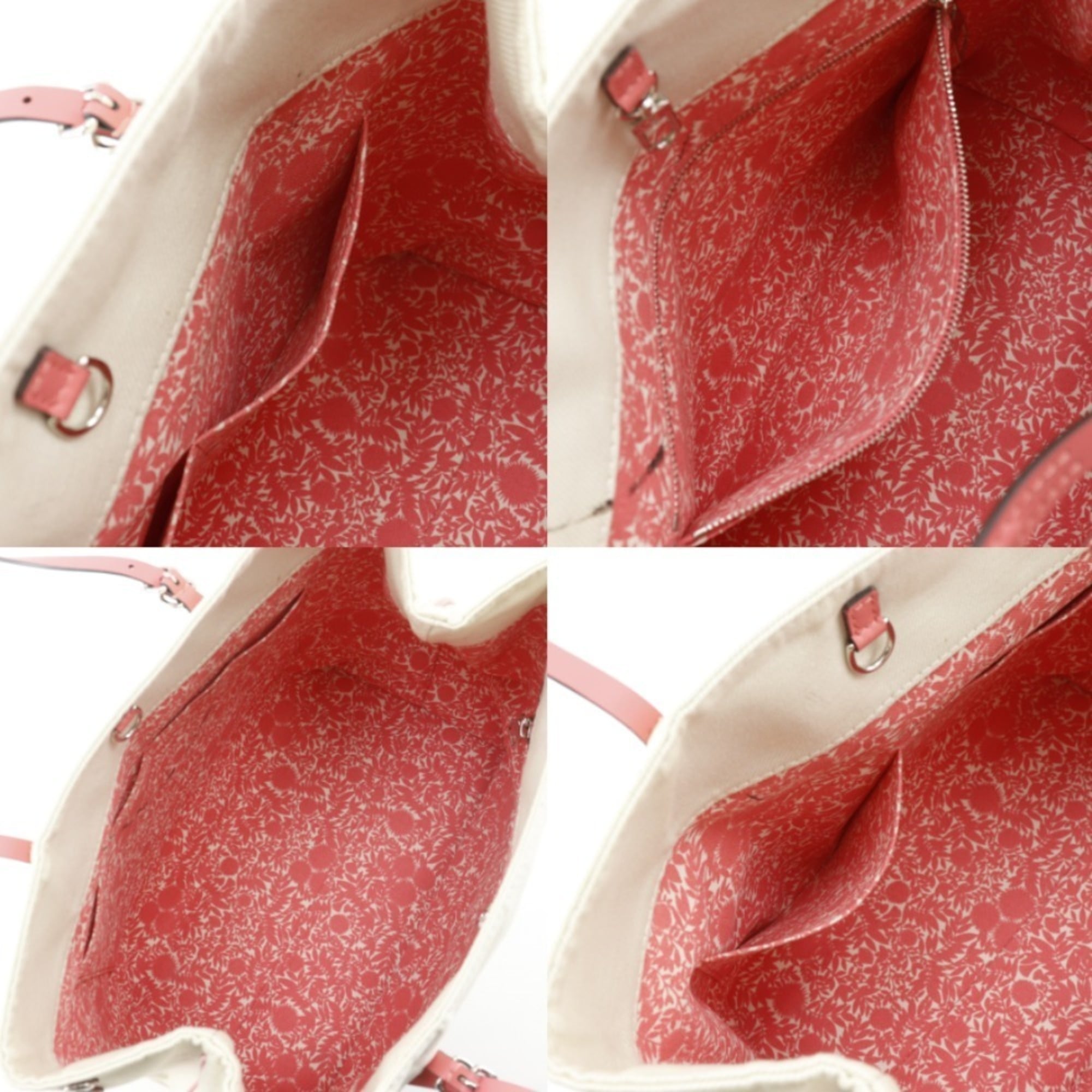 Louis Vuitton Corail Ivory Pink White Canvas Tote Bag