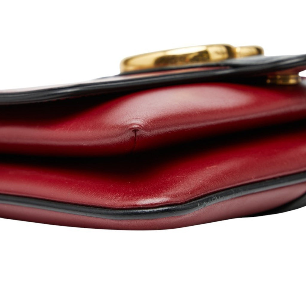 Gucci Black Red Color Leather Shoulder Bag (Pre-Owned)