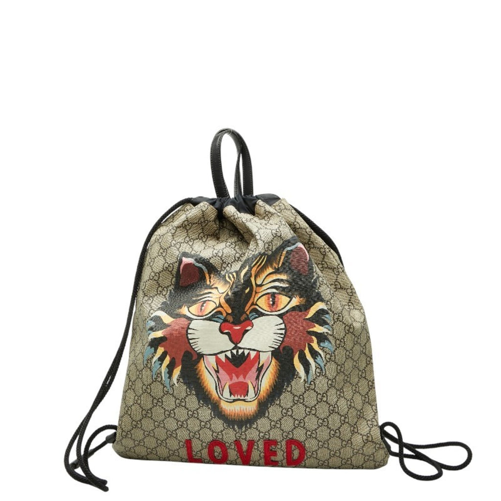 Gucci Beige Black Pvc Nylon Backpack (Pre-Owned)