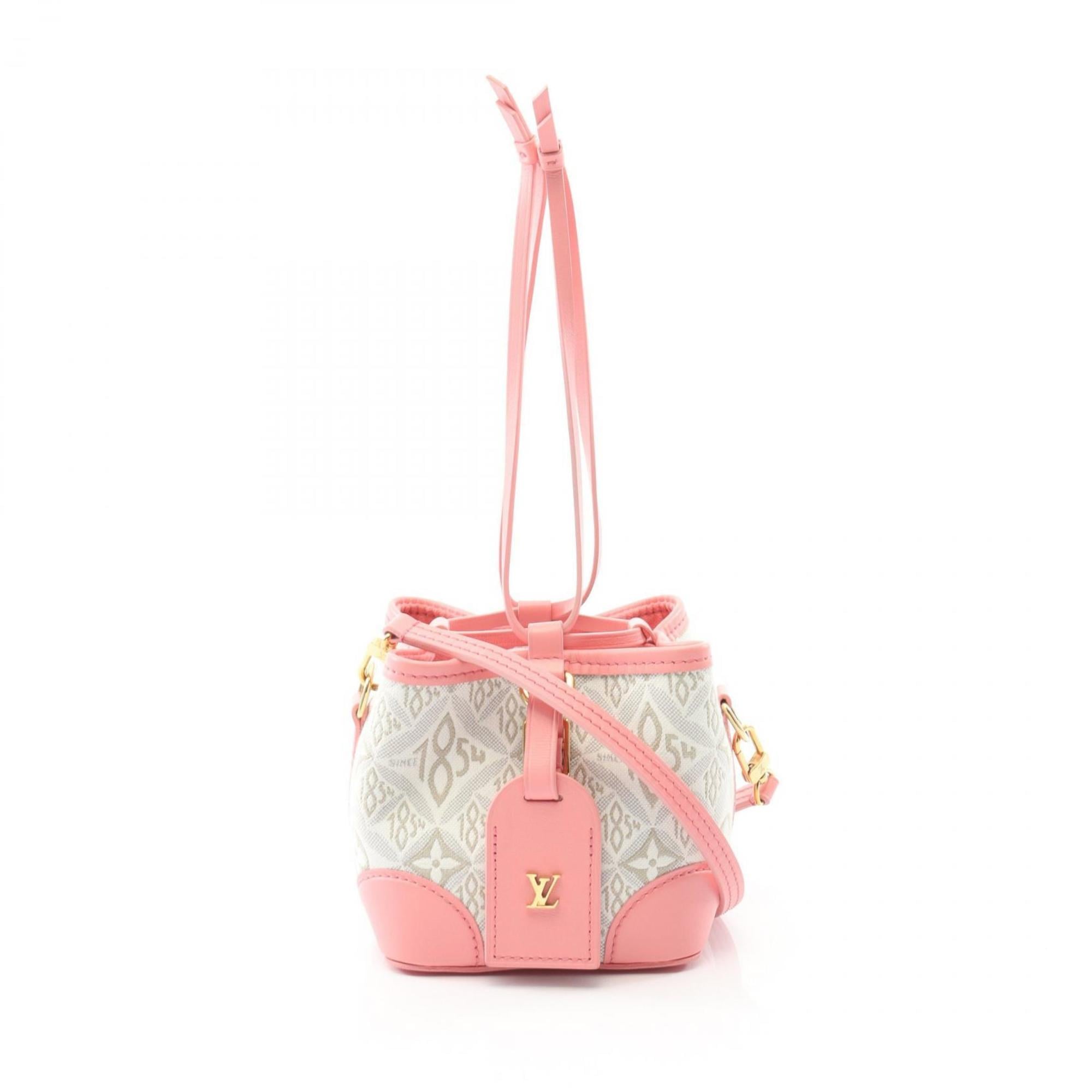 Louis Vuitton Pink White Canvas Leather Handbag