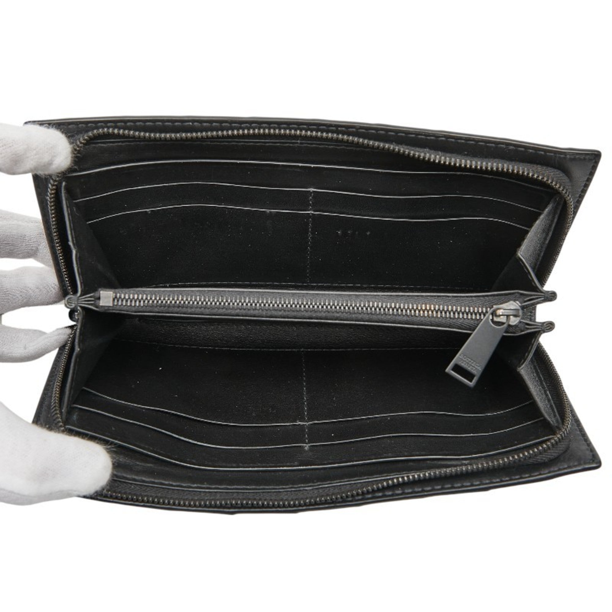 Bottega Veneta Black Leather Long Wallet (Bi-Fold)