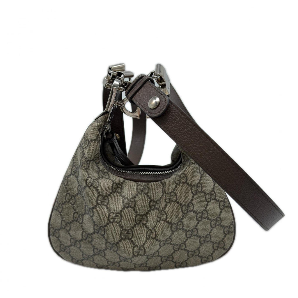 Gucci Beige Brown Coated Canvas Leather Handbag Shoulder Bag (Pre-Owned)