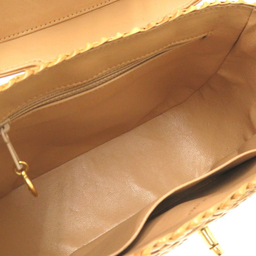 Chanel Beige Straw Leather Shoulder Bag