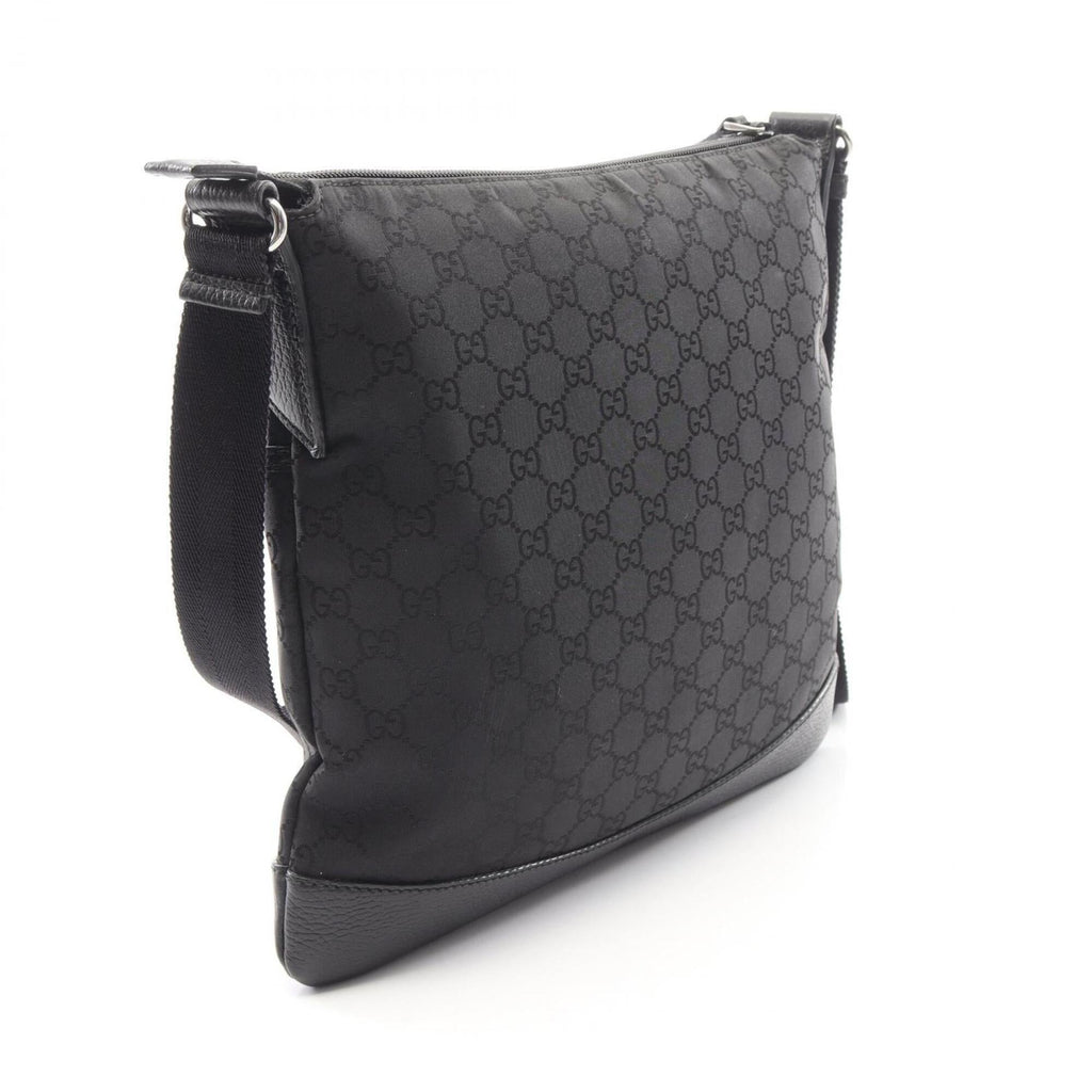 Gucci Black Nylon Leather Handbag Shoulder Bag (Pre-Owned)