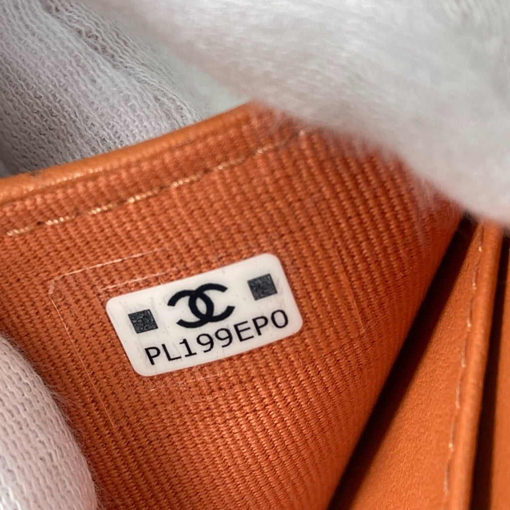 Chanel Orange Leather Wallet (Tri-Fold)