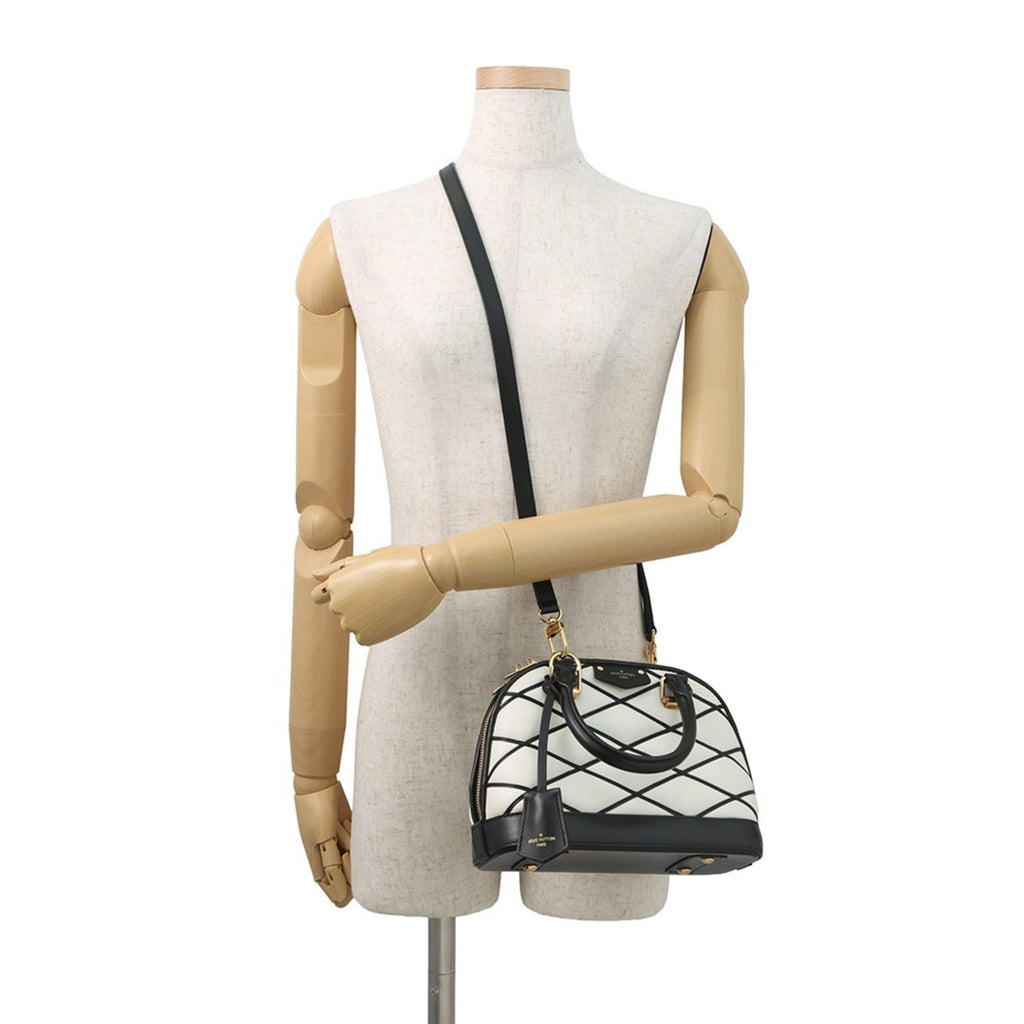 Louis Vuitton Black Noir White Leather Handbag Shoulder Bag