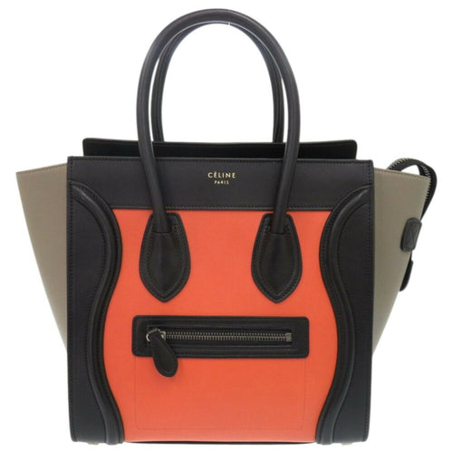 Celine Beige Black Orange Leather Handbag