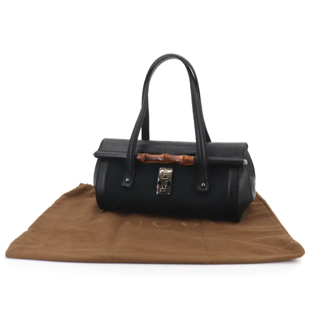 Gucci Black Gg Canvas Leather Handbag (Pre-Owned)