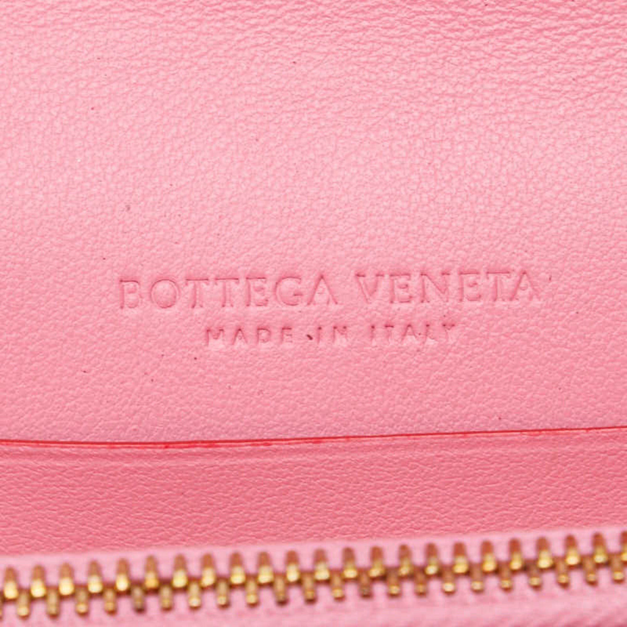 Bottega Veneta Pink Red Color Leather Wallet (Bi-Fold)