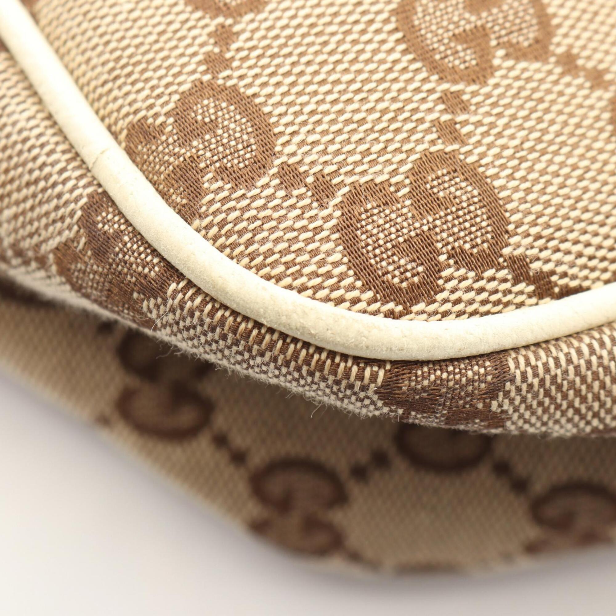 Gucci Beige Ivory Canvas Leather Handbag Shoulder Bag (Pre-Owned)