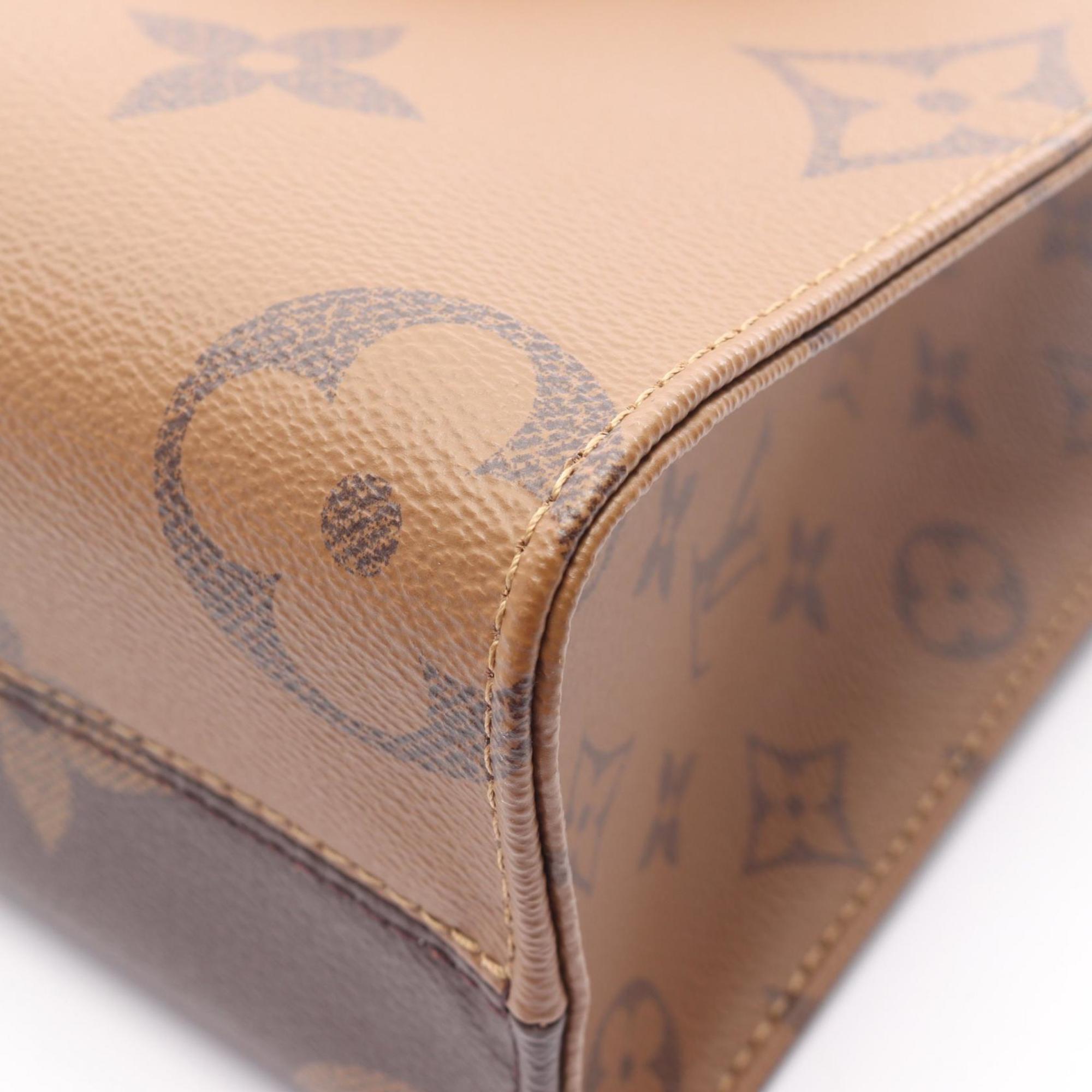 Louis Vuitton Beige Brown Coated Canvas Pvc Leather Monogram Reverse Handbag