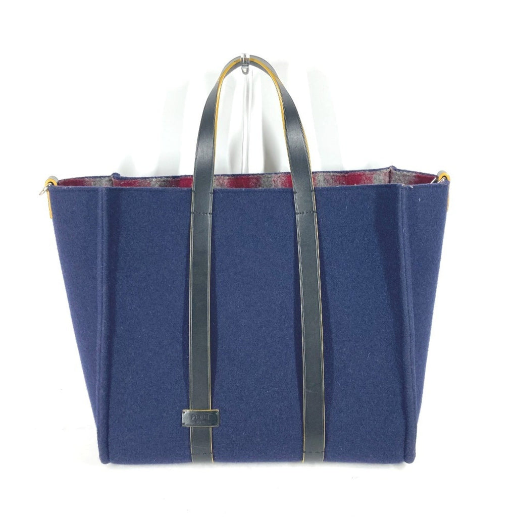 Fendi Navy Wool Shoulder Bag Tote Bag