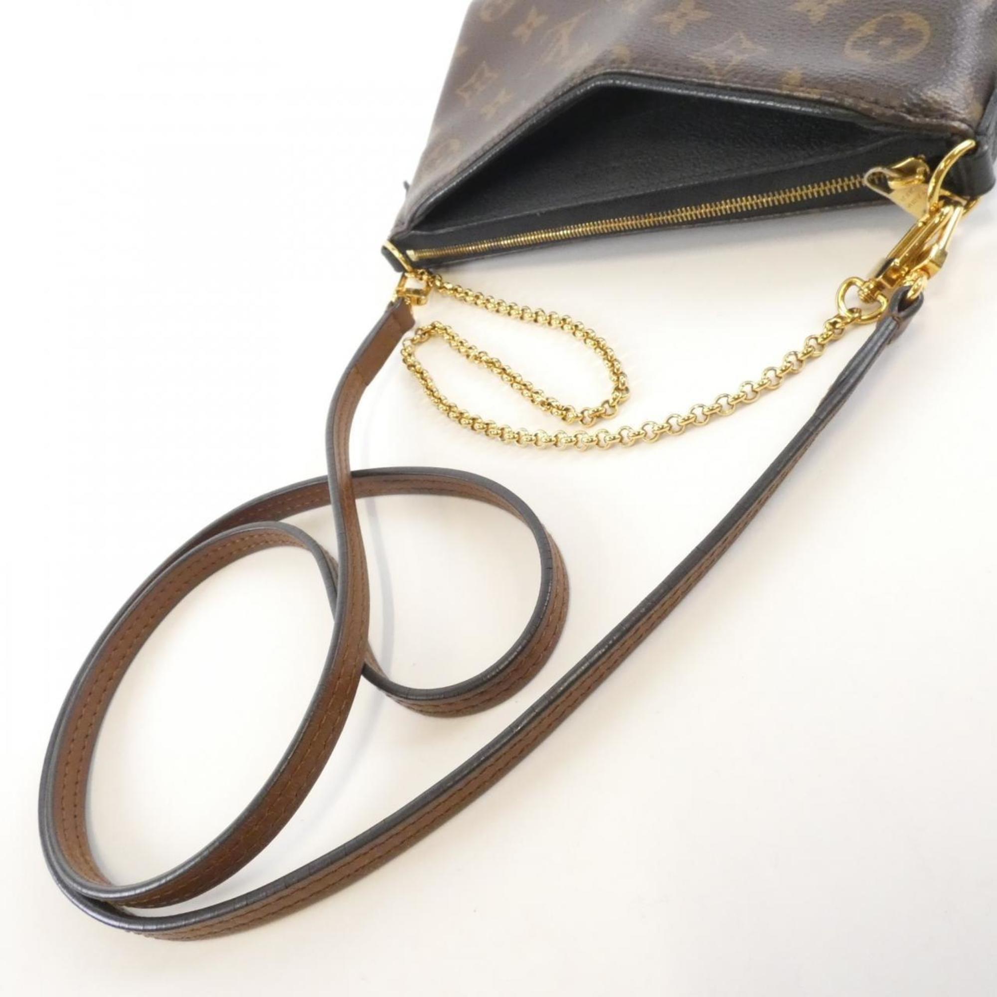 Louis Vuitton Monogram Black Marron Coated Canvas Shoulder Bag