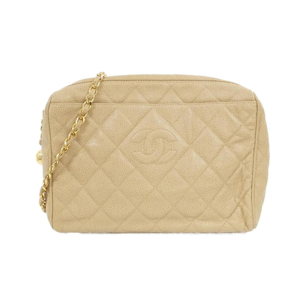 Chanel Beige Grained Calfskin Shoulder Bag
