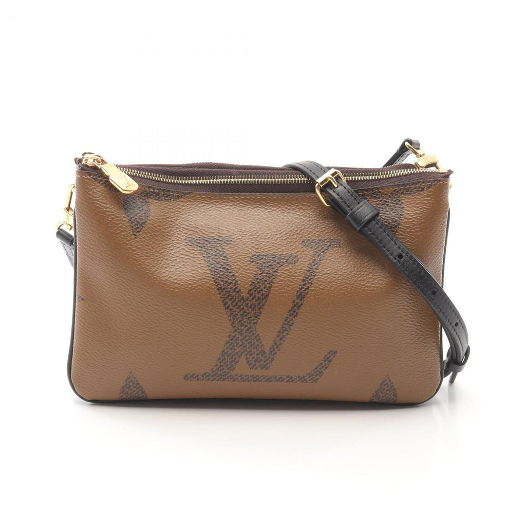 Louis Vuitton Beige Brown Monogram Reverse Pvc Coated Canvas Leather Pochette Shoulder Bag