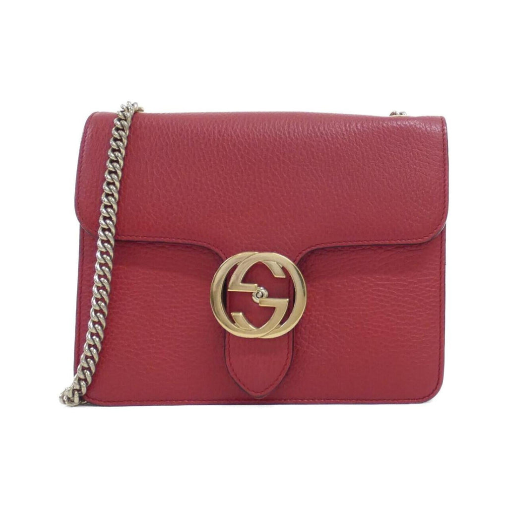 Gucci Red Color Leather Shoulder Bag (Pre-Owned)