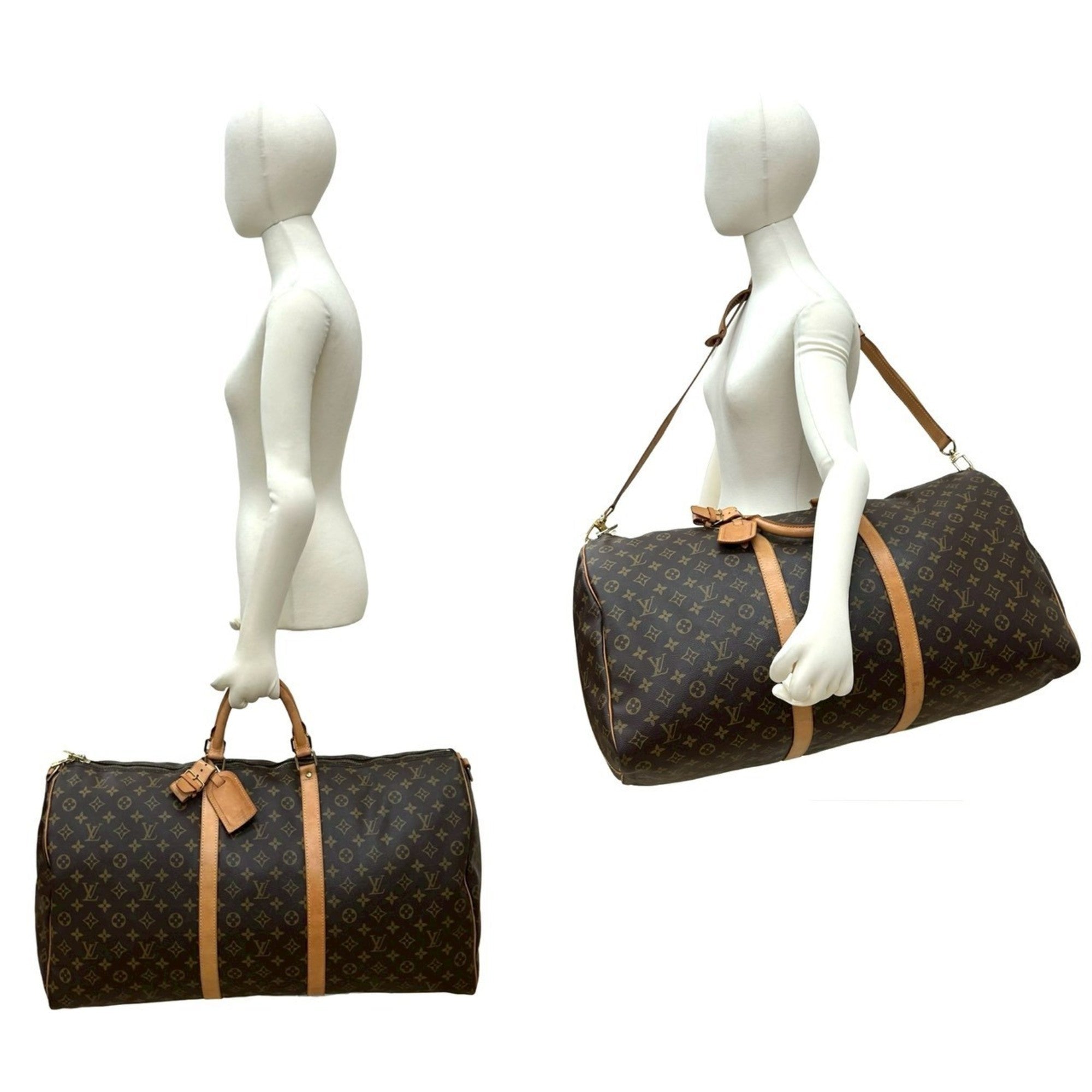 Louis Vuitton Brown Leather Pvc Boston Bag Shoulder Bag