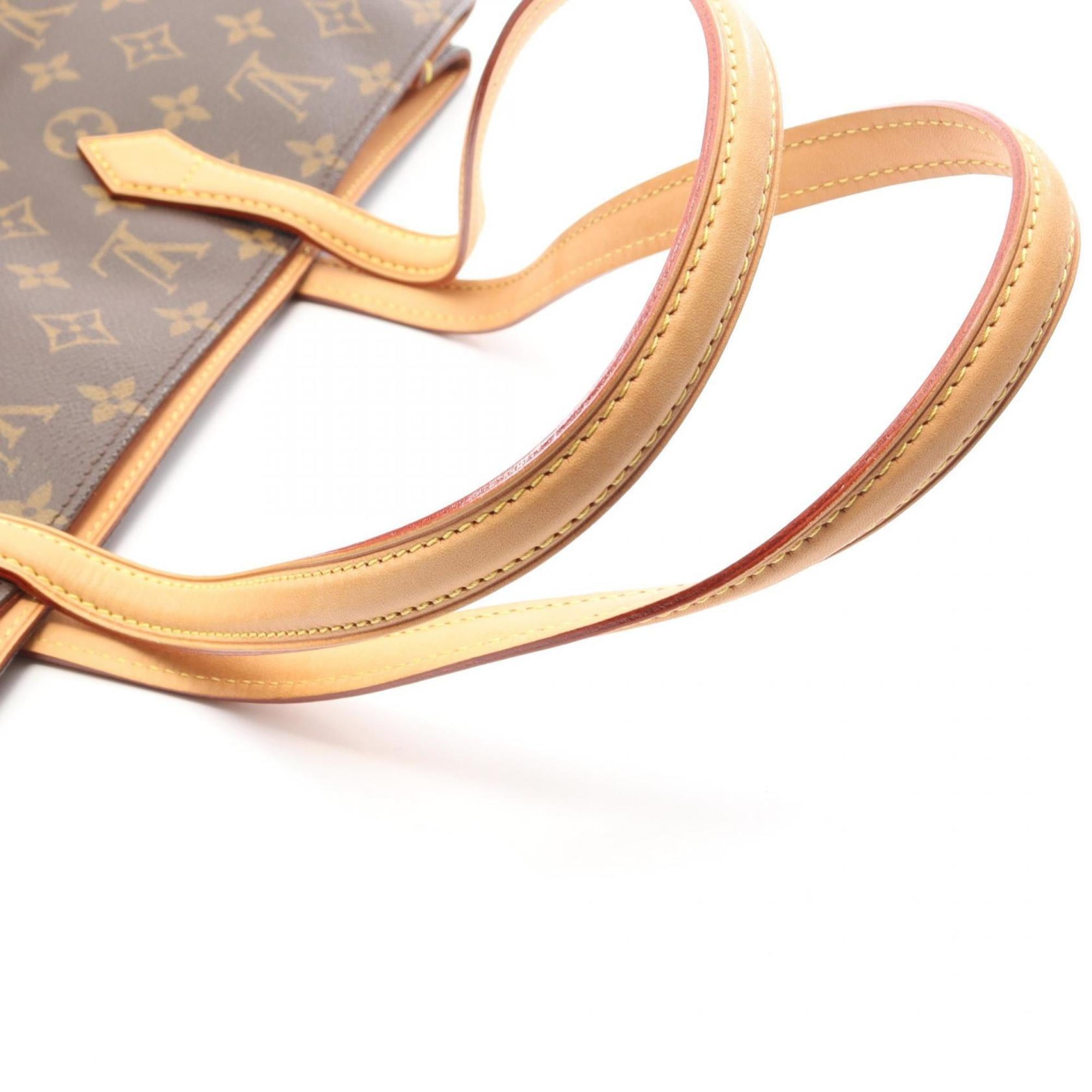 Louis Vuitton Brown Coated Canvas Leather Handbag Tote Bag