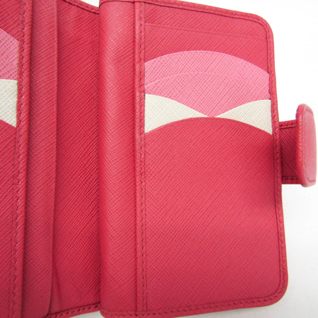 Prada Tab Bifold Wallet Saffiano Leather Pink Leather Wallets Accessory