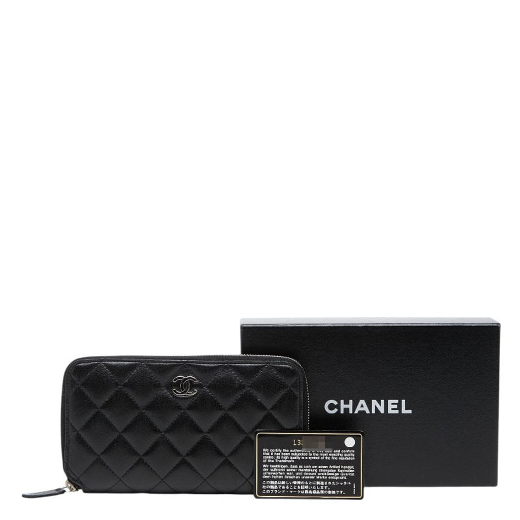 Chanel Matelasse Black Leather Long Wallet (Bi-Fold)