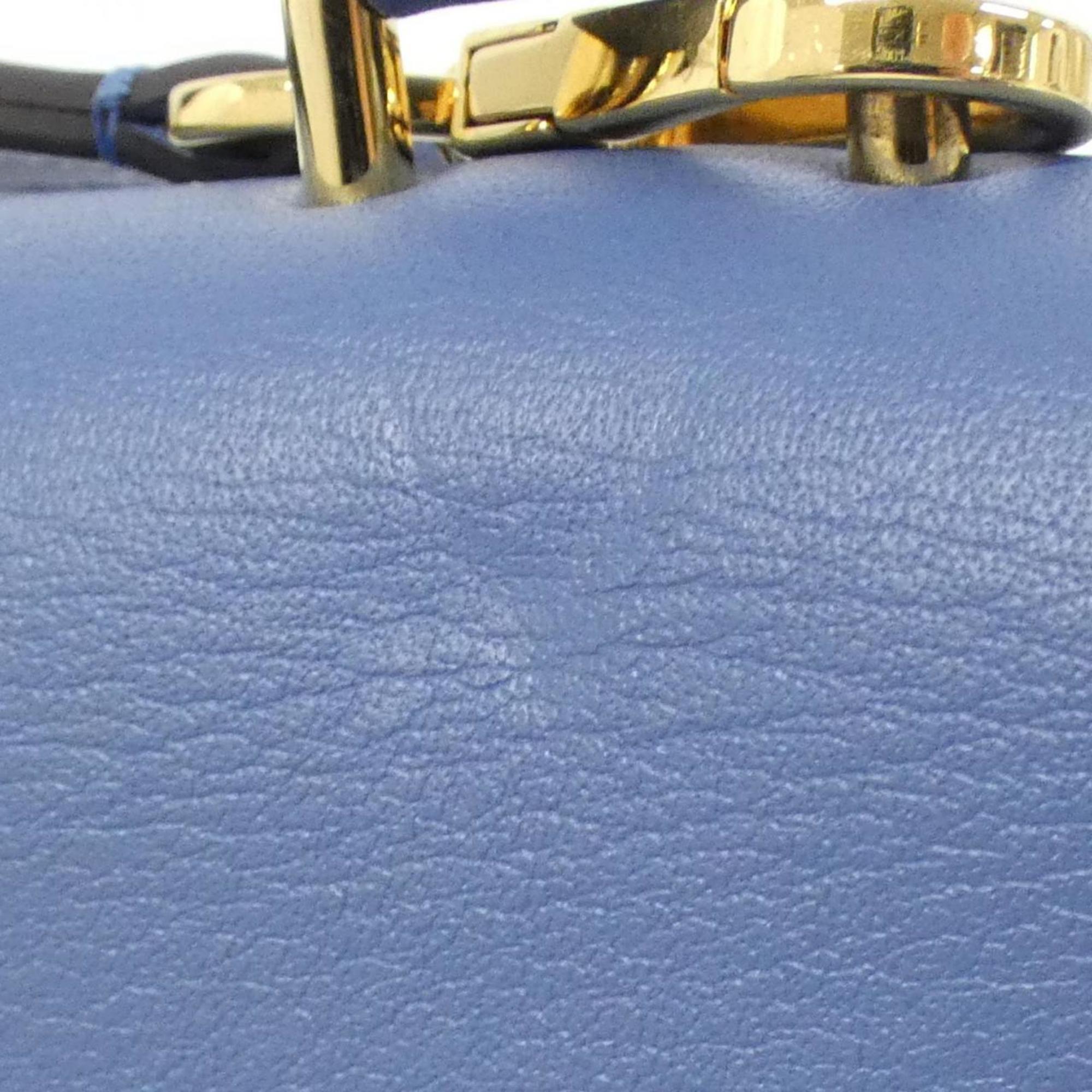 Louis Vuitton Blue Jean Marron Coated Canvas Leather Handbag