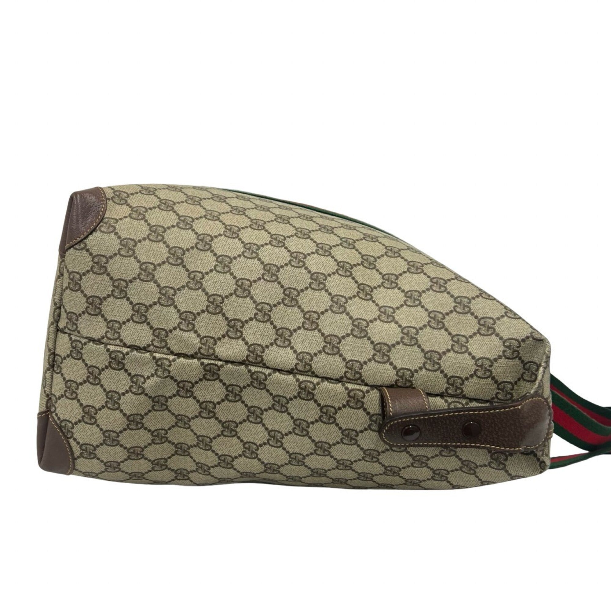 Gucci Brown Green Red Color Pvc Leather Boston Bag Tote Bag (Pre-Owned)
