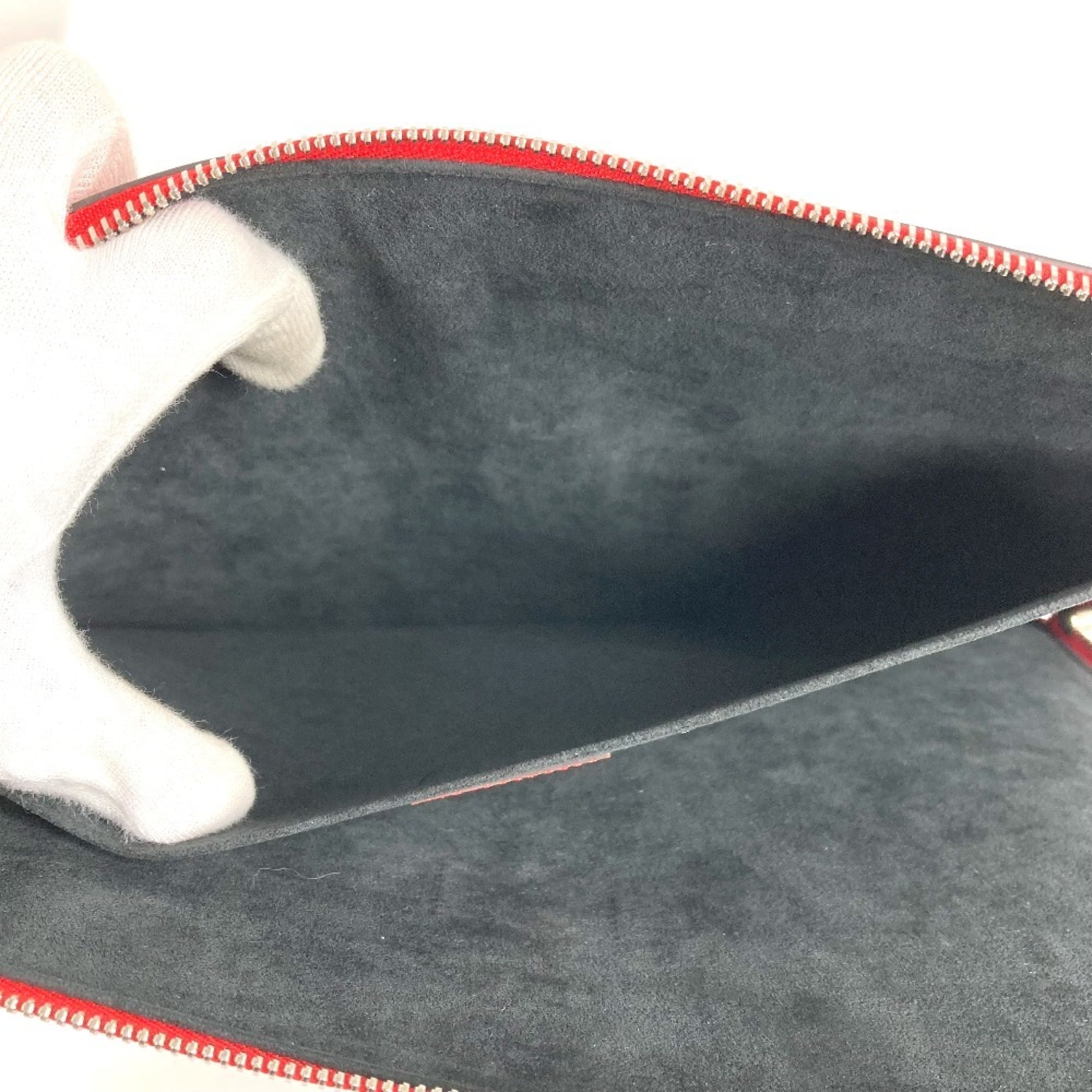 Louis Vuitton Red Color White Epi Leather Clutch Bag Pochette