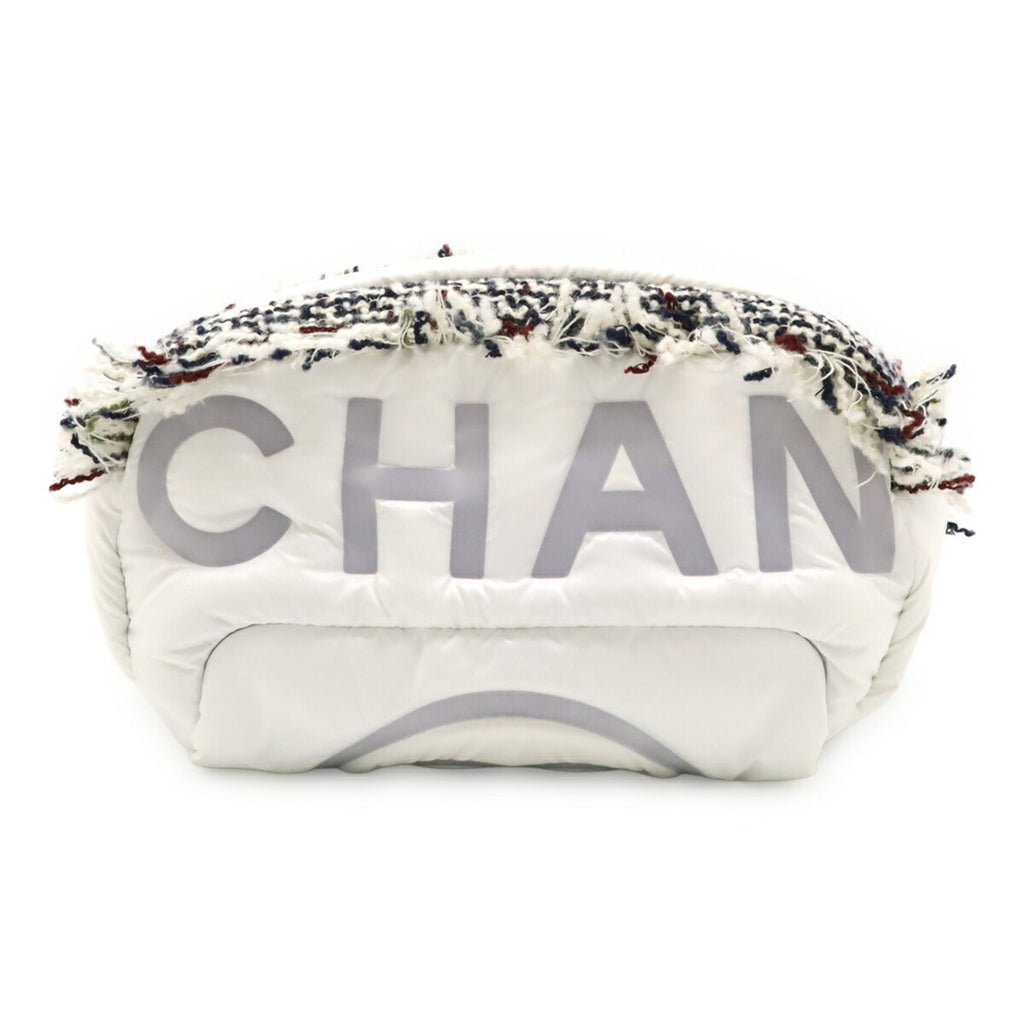 Chanel Gray White Nylon Tweed Pouch Sling Bag
