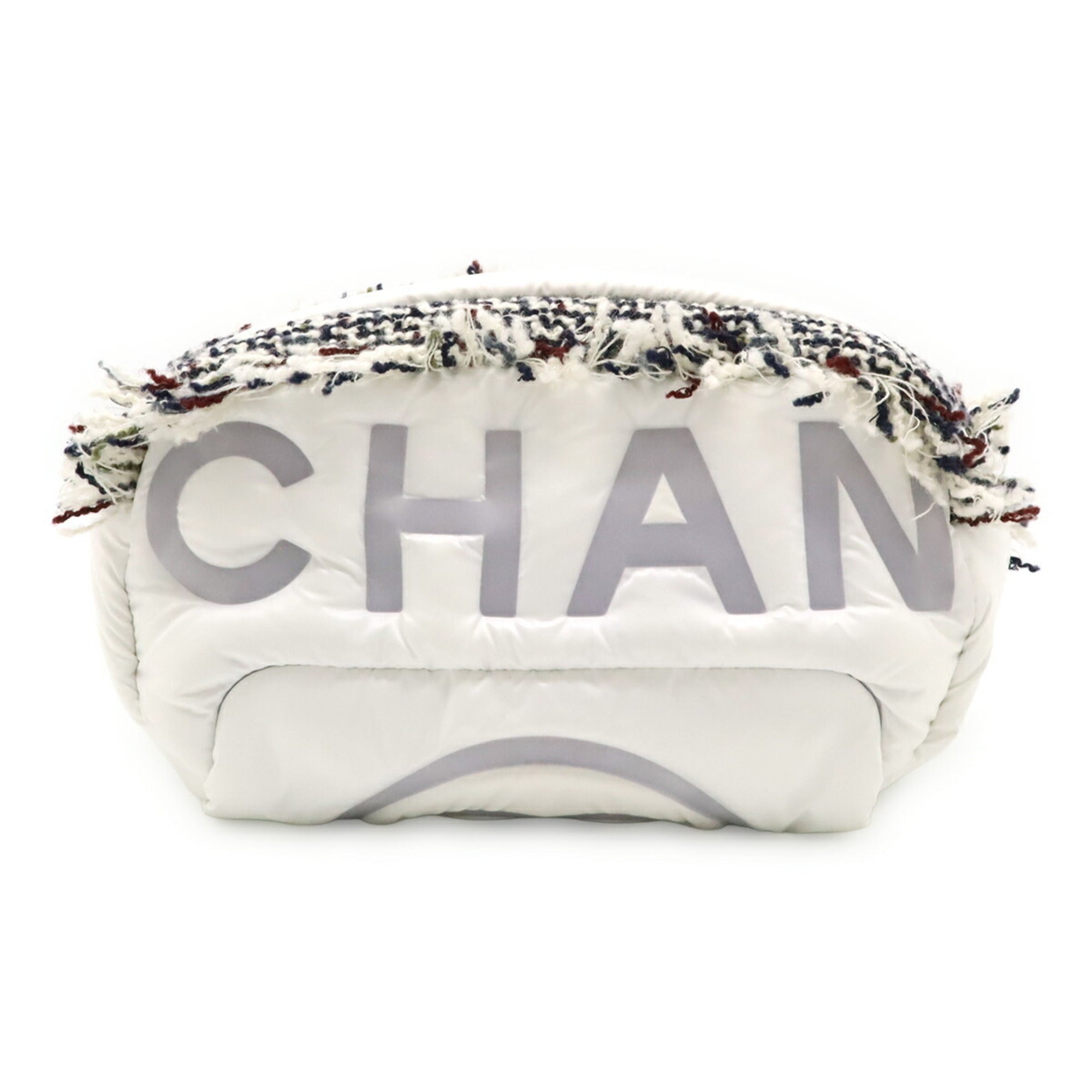 Chanel Gray White Nylon Tweed Pouch Sling Bag