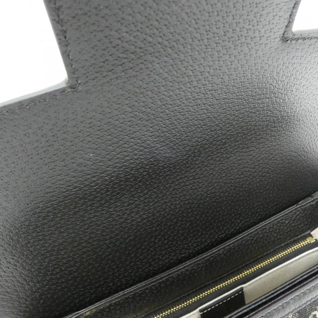 Gucci Horsebit Black Ivory Jacquard Leather Shoulder Bag (Pre-Owned)