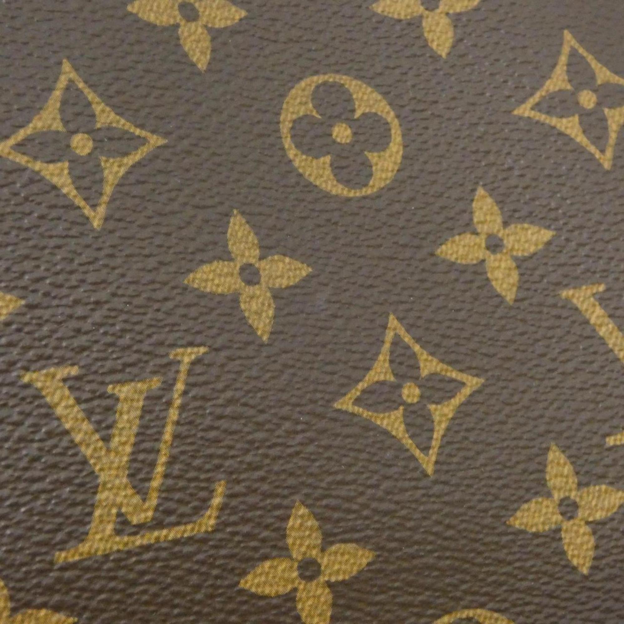 Louis Vuitton Marine Marron Leather Coated Canvas Handbag Pouch
